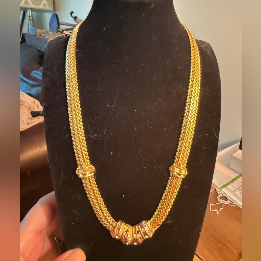 JBK Jacqueline Kennedy Gold Tone Multi-Stone Necklace